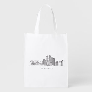 Minimalist Los Angeles Skyline Illustration Grocery Bag