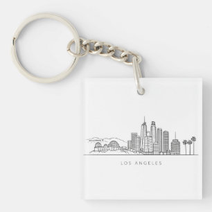 Minimalist Los Angeles Skyline Illustration Keychain