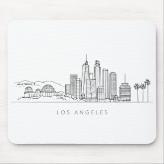 Minimalist Los Angeles Skyline Illustration Mouse Pad