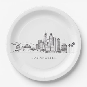 Minimalist Los Angeles Skyline Illustration Paper Plates