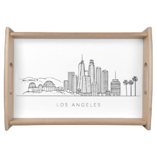 Minimalist Los Angeles Skyline Illustration Serving Tray
