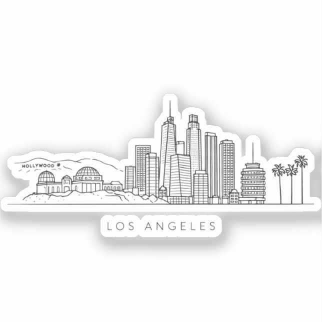 Minimalist Los Angeles Skyline Illustration Sticker (Front)