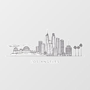 Minimalist Los Angeles Skyline Illustration Window Cling