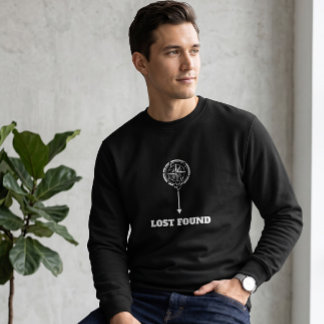 Minimalist Lost Found Black Compass Crewneck Sweatshirt