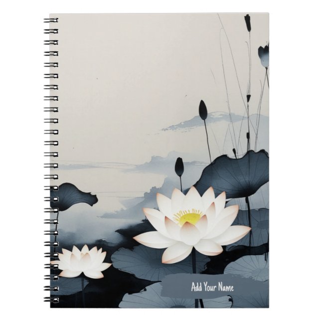 Minimalist Lotus Flower Notebook Journal (Front)