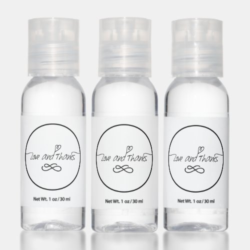 Minimalist Love and Thanks Calligraphy Hand Sanitizer