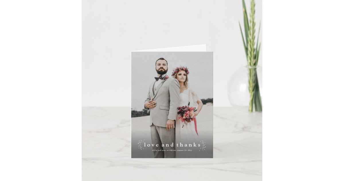 Minimalist Love and Thanks Photo Wedding Thank You Card | Zazzle
