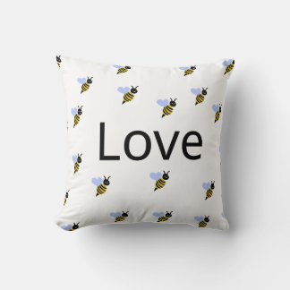Minimalist "Love & Bees" Throw Pillow – Romantic