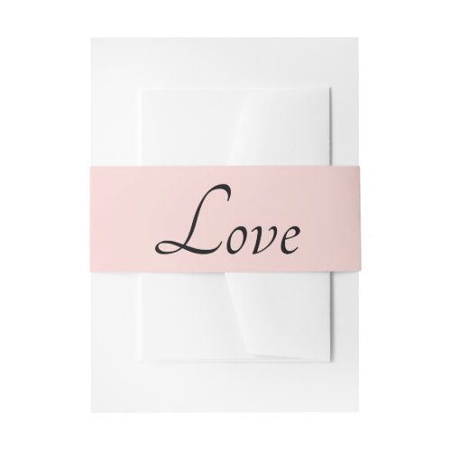 Minimalist Love Black Blush Pink Wedding  Invitation Belly Band