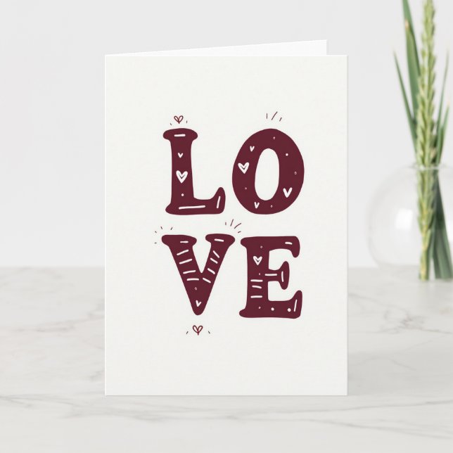 Minimalist Love Doodled Hearts Card (Front)