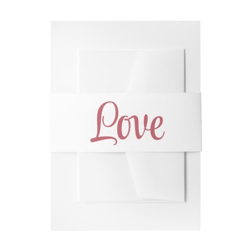 Minimalist Love Elegant Red Script Wedding Invitation Belly Band