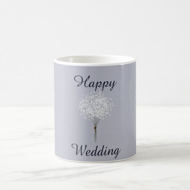 Minimalist Love Happy Wedding Flower Bouquet  Coffee Mug (Center)