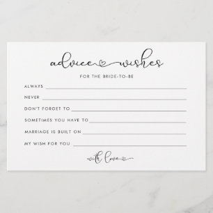 Minimalist love heart advice for the bride cards flyer