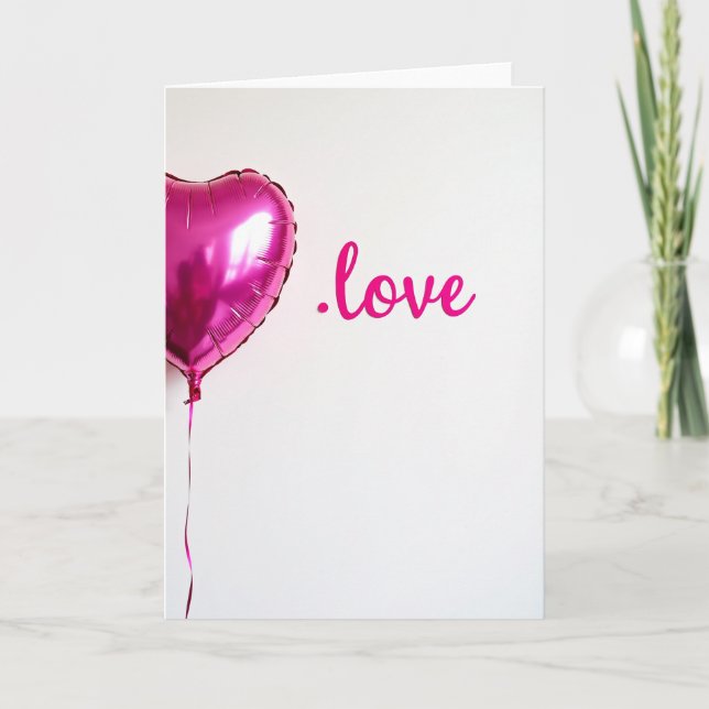 Minimalist Love Heart Balloon Card (Front)