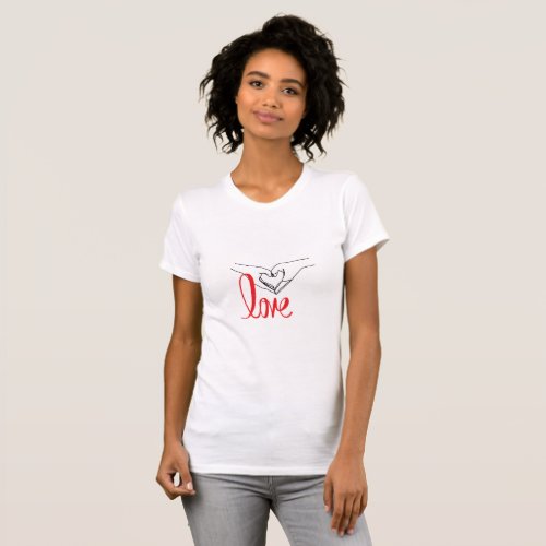 Minimalist Love Heart Hands Romantic Gesture T_Shirt