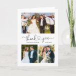 Minimalist Love Heart Script Folded Wedding Photo Thank You Card