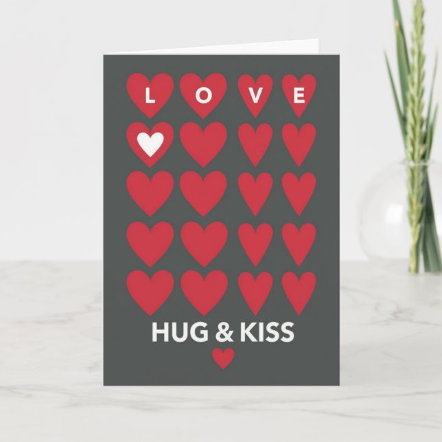 Minimalist Love Hug Kiss Card (Front)