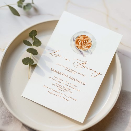 Minimalist Love is brewing bridal shower Invitation