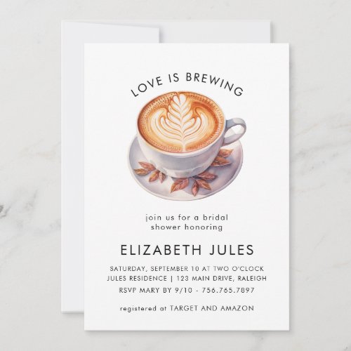 Minimalist Love Is Brewing Coffee Bridal Shower Invitation