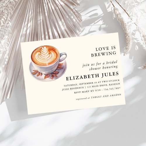 Minimalist Love Is Brewing Coffee Bridal Shower Invitation