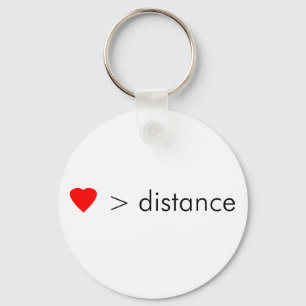 minimalist "love is greater than distance"  quote keychain