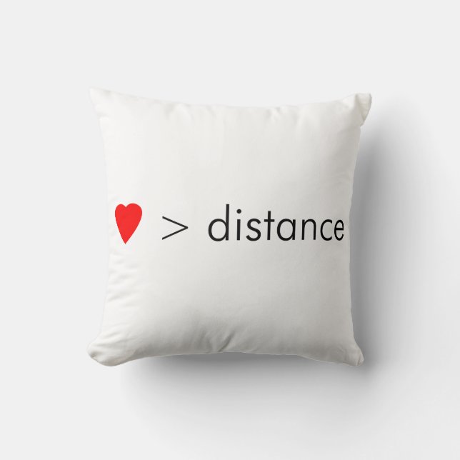 minimalist "love is greater than distance"  quote throw pillow (Front)