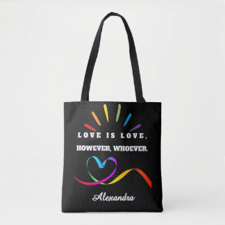Minimalist Love is Love Personalized Name Pride To Tote Bag