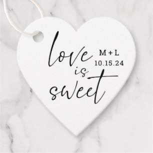 Minimalist Love is Sweet Calligraphy Wedding Favor Tags