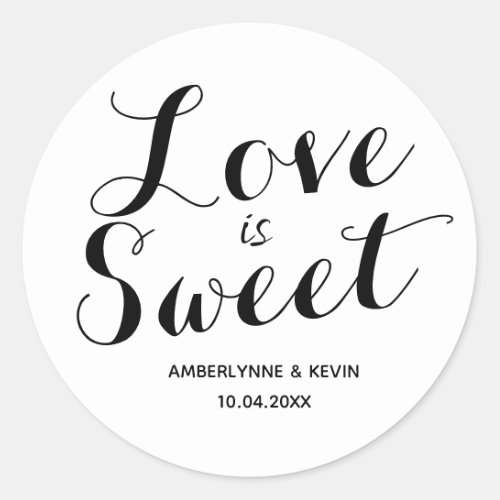 Minimalist Love is Sweet Classic Round Sticker