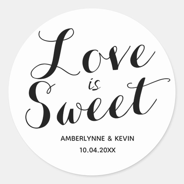 Minimalist Love is Sweet Classic Round Sticker (Front)