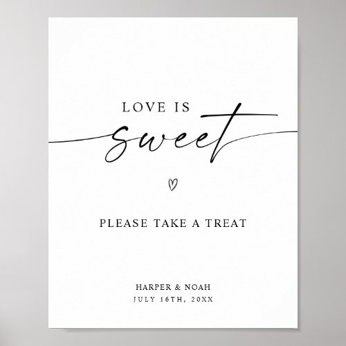 Minimalist Love Is Sweet Wedding Dessert Sign