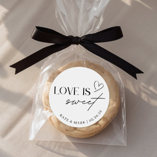Minimalist Love is Sweet Wedding Favor Classic Round Sticker