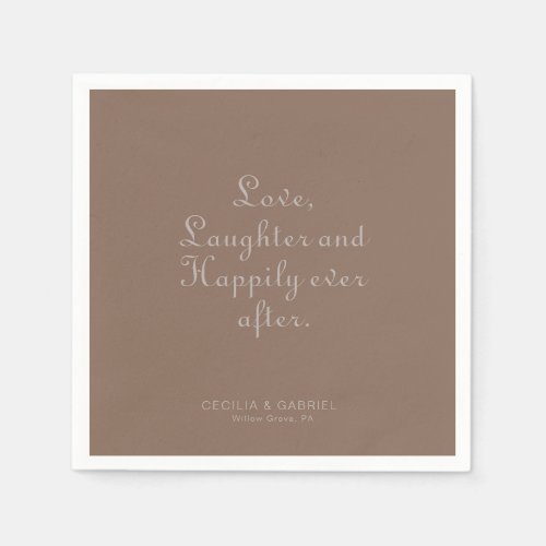 Minimalist Love Laughter and Happily Ever After  Napkins