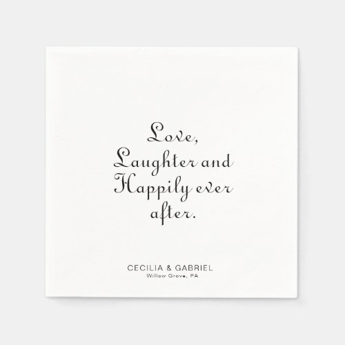 Minimalist Love Laughter and Happily Ever After  Napkins