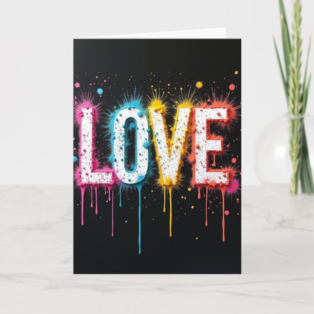 Minimalist Love Paint Splash Card (Front)
