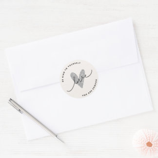 Minimalist Love Sticker | Glitter Heart Quote Labe