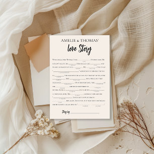 Minimalist Love Story Bridal Libs Game Card
