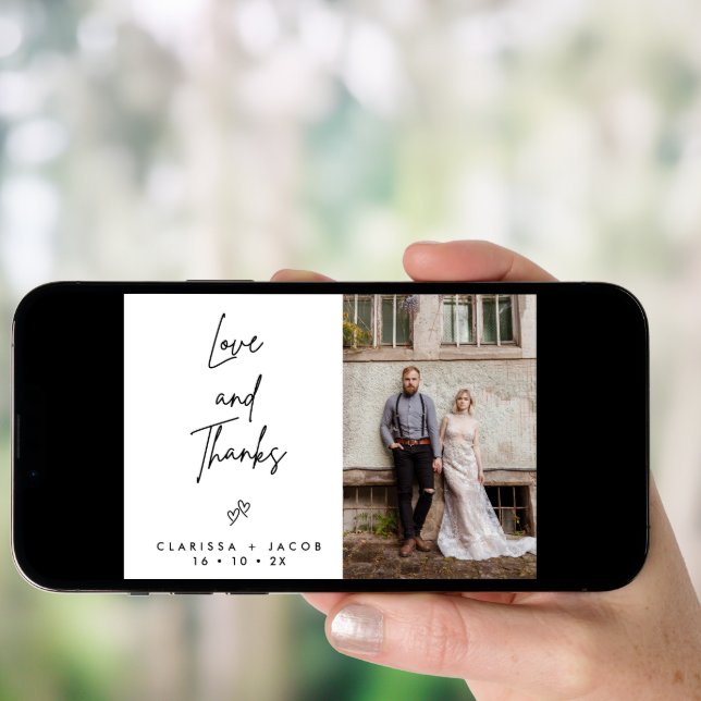 Minimalist Love Thank Heart Wedding Thank You Card (Front Digital)