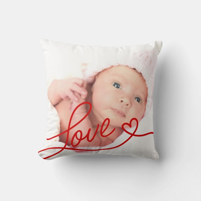 Minimalist Love With Heart Valentine's Day Photo Throw Pillow (Front)