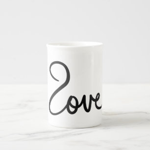 Minimalist "love" Word Typography Design Bone China Mug