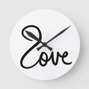 Minimalist "love" Word Typography Design Round Clock