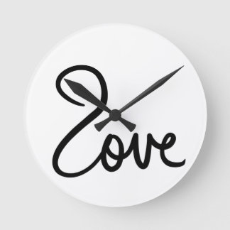 Minimalist "love" Word Typography Design Round Clock