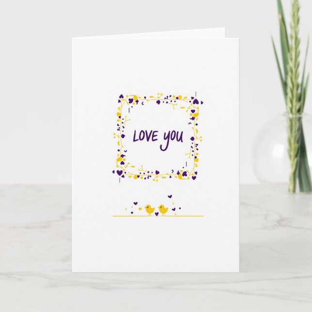 Minimalist Love You Bird Vine Card (Front)