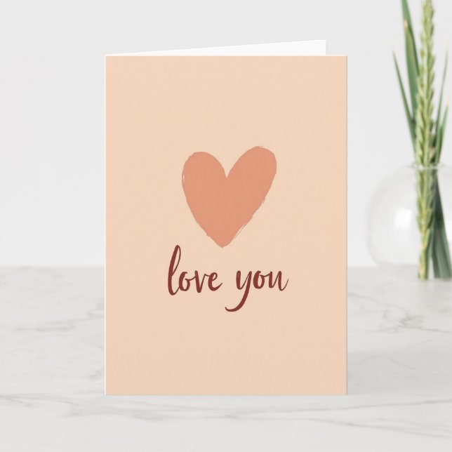 Minimalist Love You Brushstroke Card (Front)
