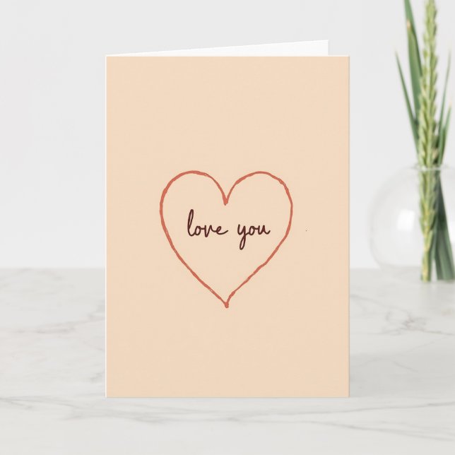 Minimalist Love You Heart Card (Front)