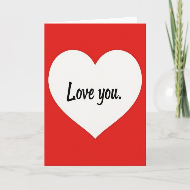 Minimalist Love You Heart Matte Card (Front)