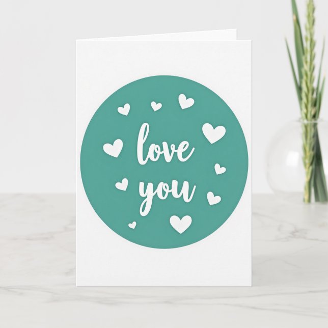 Minimalist Love You Hearts Card (Front)