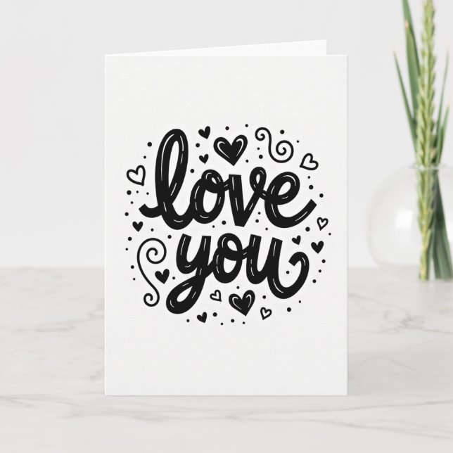 Minimalist Love You Hearts Dots Card (Front)