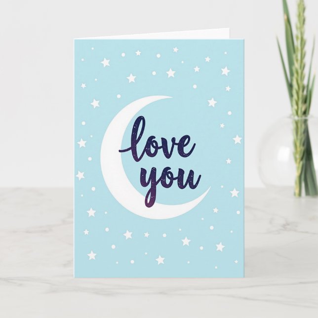 Minimalist Love You Moon Card (Front)