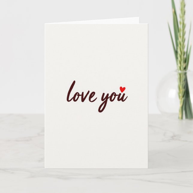 Minimalist Love You Script Heart Card (Front)